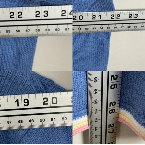 Vintage Granny Core Sweater Embroidered Floral Cardigan Knit Blue Pastel Size XL - Picture 6 of 6